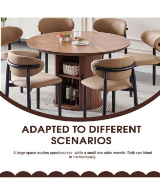 Round Dining Table with Two Layers of Storage Shelves