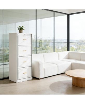 4-Drawer File Cabinet with Lock - Large Vertical Storage Cabinet with Adjustable Rails for A4/F4/Letter/Legal Size Files, for Home Office