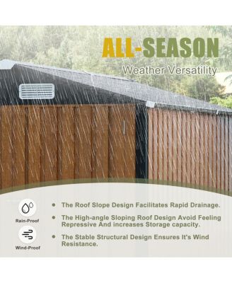 6×8FT Steel Clear Window Lockable Outdoor Storage Shed