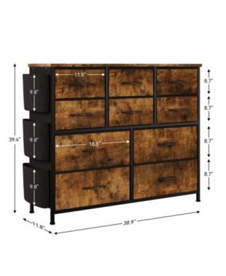 10 Drawer Fabric Dresser & Chest of Drawers with Fabric Bins, Side Pockets & Sturdy Steel Frame for Closet Hallway Living Room