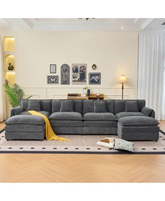 Modular Sectional Sofa, Oversized Deep Seat U Shaped Couch Set, 4-Seater