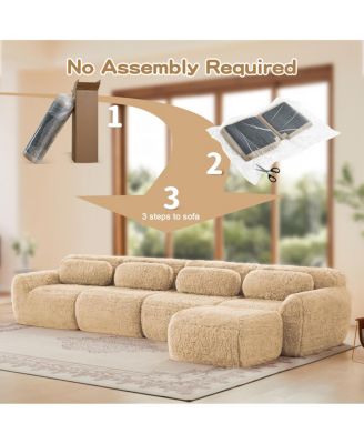 L-Shaped Soft Fluffy Plush Modular Sectional Sofa