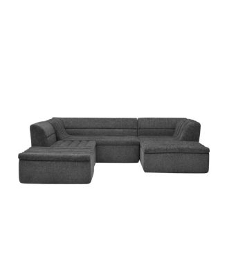 135" U-Shaped Modular Sectional Sofa with Chaise and Movable Ottoman