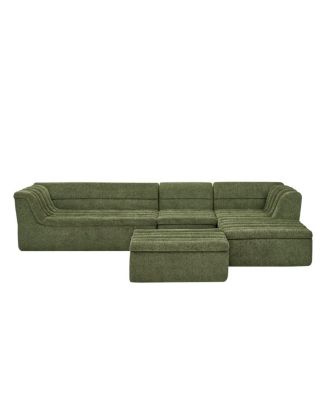 135" U-Shaped Modular Sectional Sofa with Chaise & Movable Ottoman