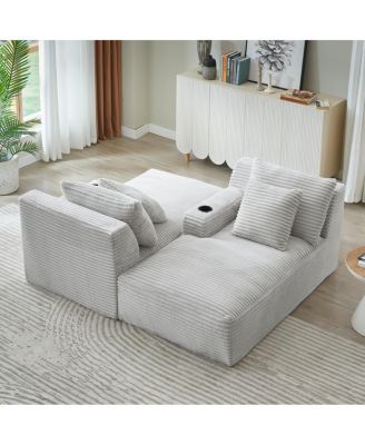 Streamdale Compressible double chaise lounge with cupholders - No Assembly Required