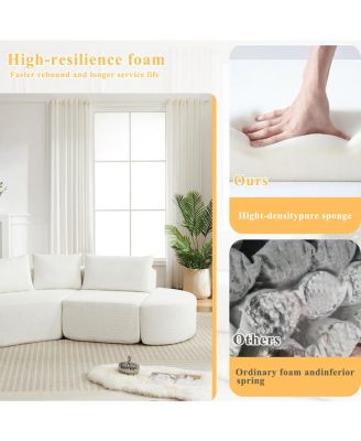 Streamdale Chenille V-shaped modular sofa set with 3 pillows & 2 ottomans