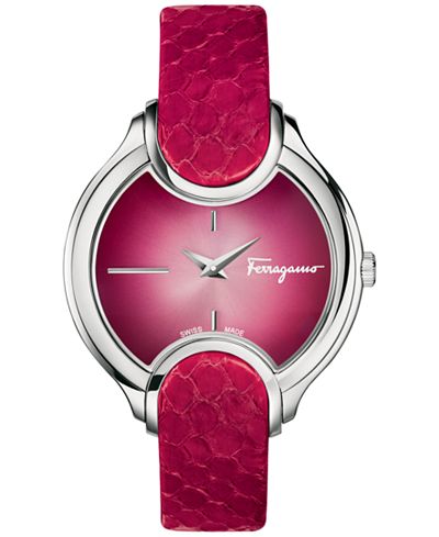 Ferragamo Women's Swiss Signature Cherry Red Leather Strap Watch 38mm FIZ01 0015