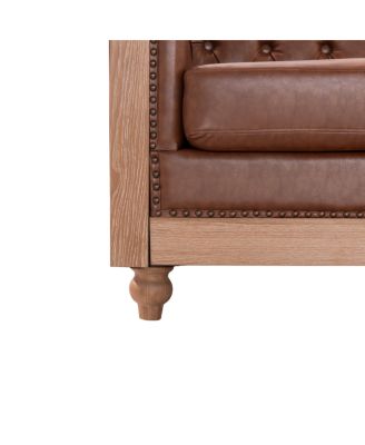 Comfy Large Sectional Sofa with Wooden Legs, Retro Style for Living Room