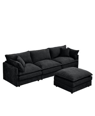  Modular Sectional Sofa, 102" L-Shaped Couch Set with Movable Ottoman