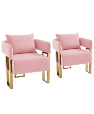 Modern decorative chair with gold legs, velvet fleece upholstered, 2PCS