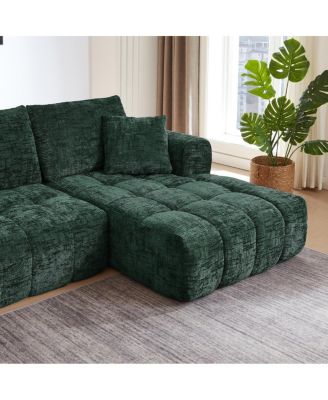 Chenille L-Shape Luxury Sectional Sofa, Minimalist Design, Comfy Sleeper Couch