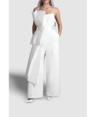 Women's Strapless Bow Wide Leg Jumpsuit