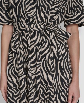 Women's Elbow Sleeve Collared Neck Button-Front Belted Shirtdress