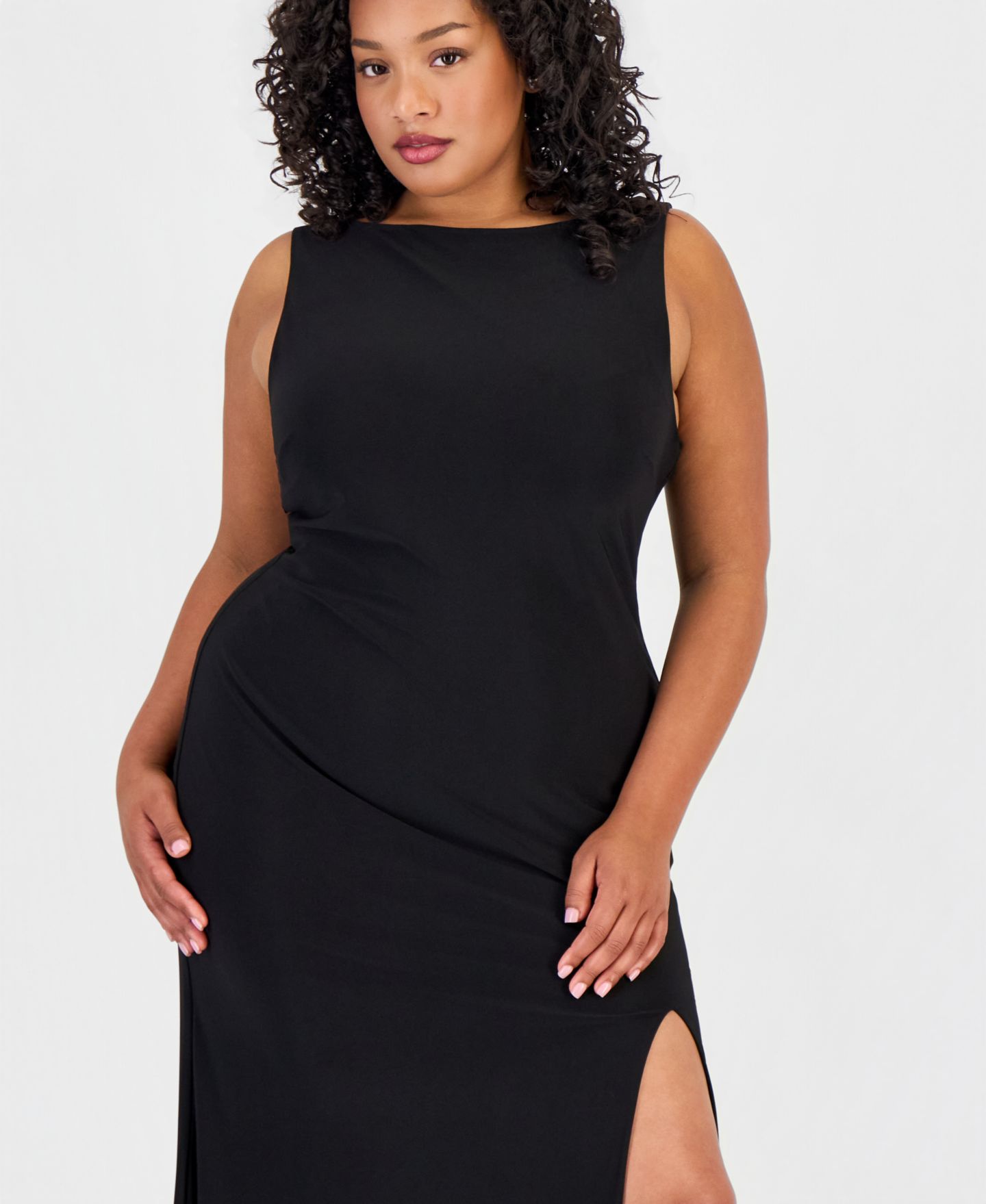 Женские платья B Darlin Trendy Plus Size Scoop-Neck Shiny Knit Gown, цвет: Oxford — фото 4