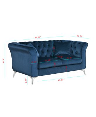  Chesterfield Stanford sofa, AZURE blue, tufted, scroll arm