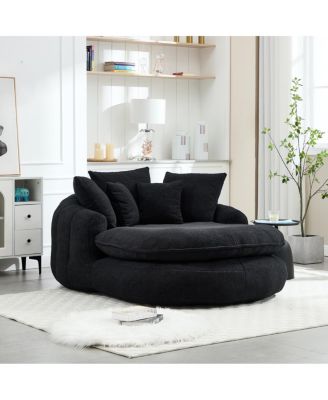 Oversized Oval Upholstered Bean Bag Sofa with 5 Pillows & Wrap Around Backrest