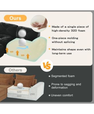 L-shaped Boneless Sofa, Soft Velvet, Tufted, 32D Sponge, No Assembly