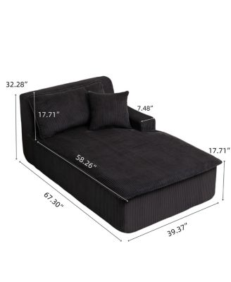 Left Armrest Chaise Lounge Sofa Bed, Oversized Sleeper Chair for Living Room