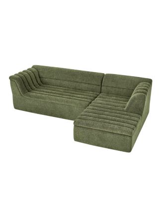 L-Shaped Modular Sectional Sofa with Chaise, Chenille Upholstered, Wave-Shaped Armrest