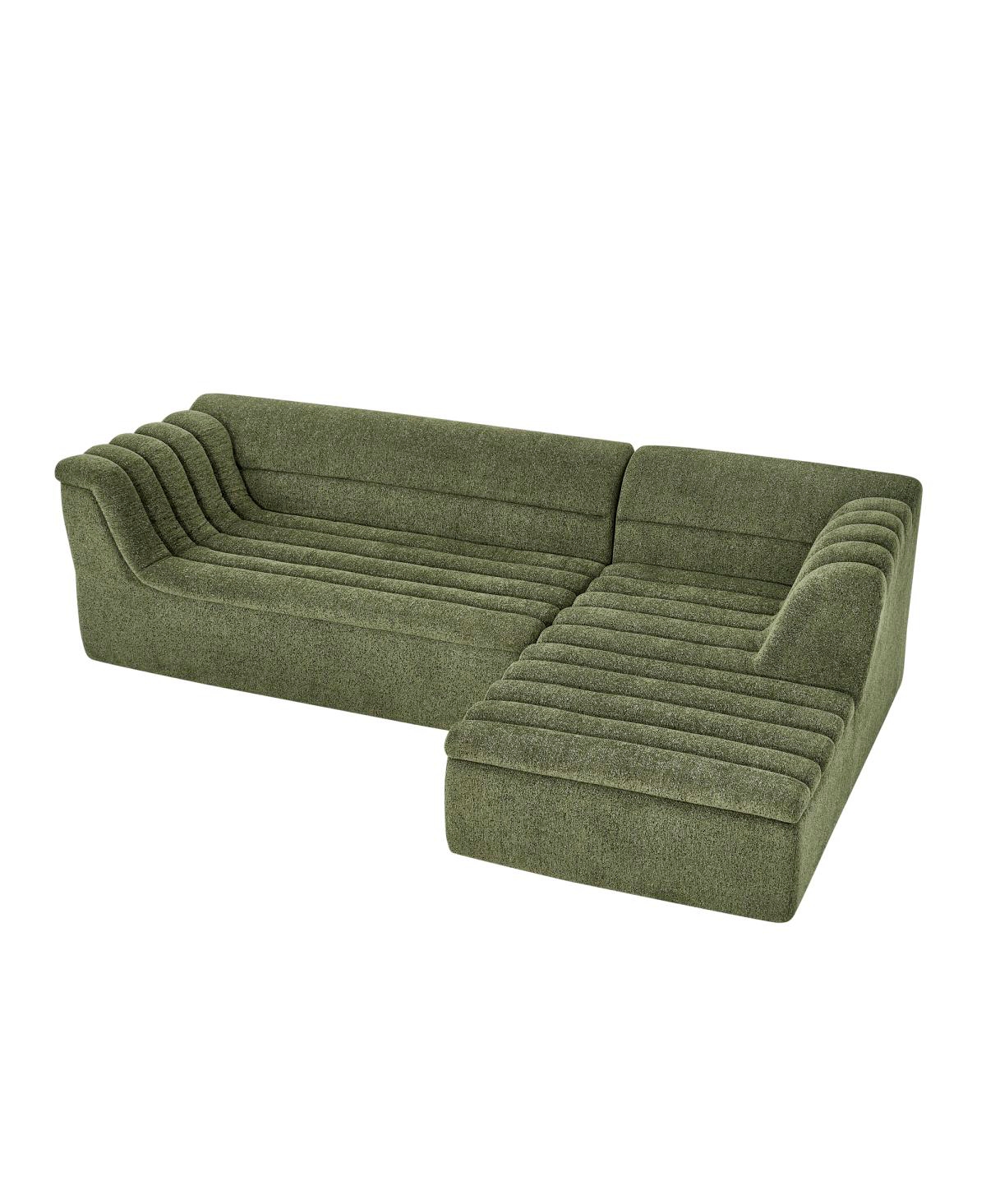 Streamdale Furniture L-Shaped Modular Sectional Sofa with Chaise, Chenille Upholstered, Wave-Shaped Armrest