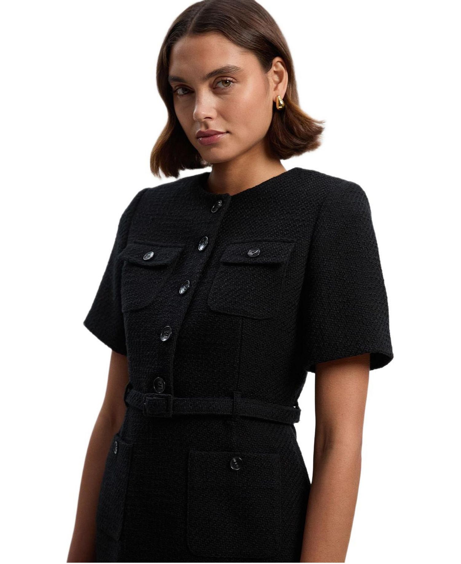 Women's Tweed Belted Mini Dress