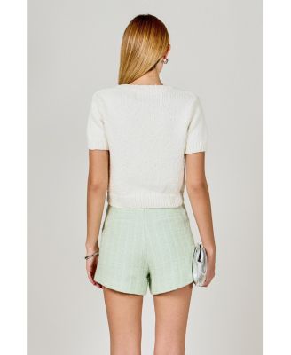 Women's Collared Knit Short Sleeve jacket