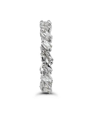 Cubic Zirconia Baguette Cut Stones Alternating Eternity Band Ring