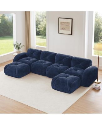 U-shaped Boneless Sofa, Tufted, 32D High Density Sponge, Anti-Slip