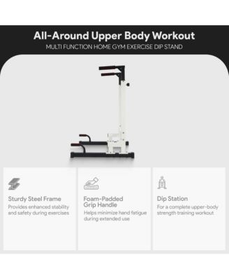 BalanceFrom Multi Function Home Gym Exercise Dip Stand, 500lb Capacity, White
