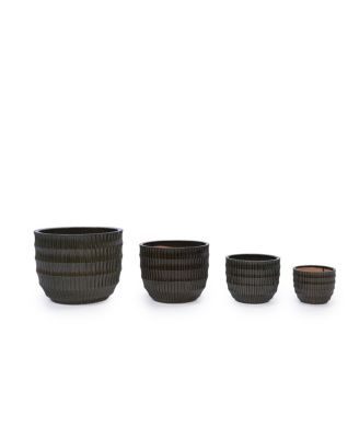 Dark Coffee Ceramic Planter Set of 4 (6.5" to 14.17") - Indoor/Outdoor Flower Pot