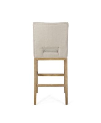 Modern Bar Stool with Rubberwood Legs & L-Backrest Set of 2