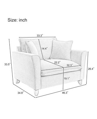 Oversized Armchair, Comfy Chair and a Half Sofa with Pillow