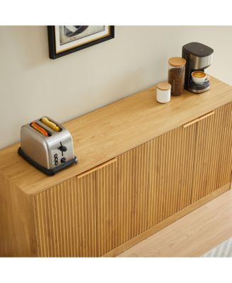 Streamdale 59-inch Modern Wavy Sideboard, Curved Contour 4-Door Storage Cabinet