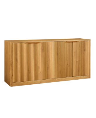 Streamdale 59-inch Modern Wavy Sideboard, Curved Contour 4-Door Storage Cabinet