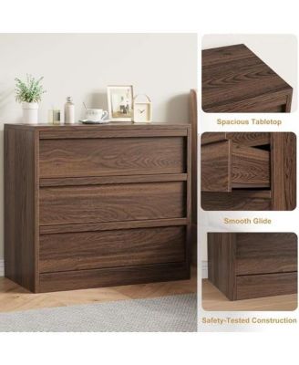 3 Drawer Nightstand for Bedroom, 30in Tall Small End Side Table with Large Storage & Anti-Tip Design