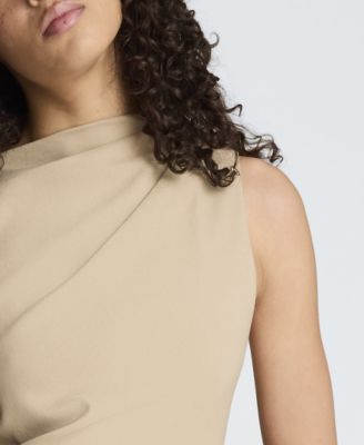 Women's Mock Neck Cascade Detail Mini Dress