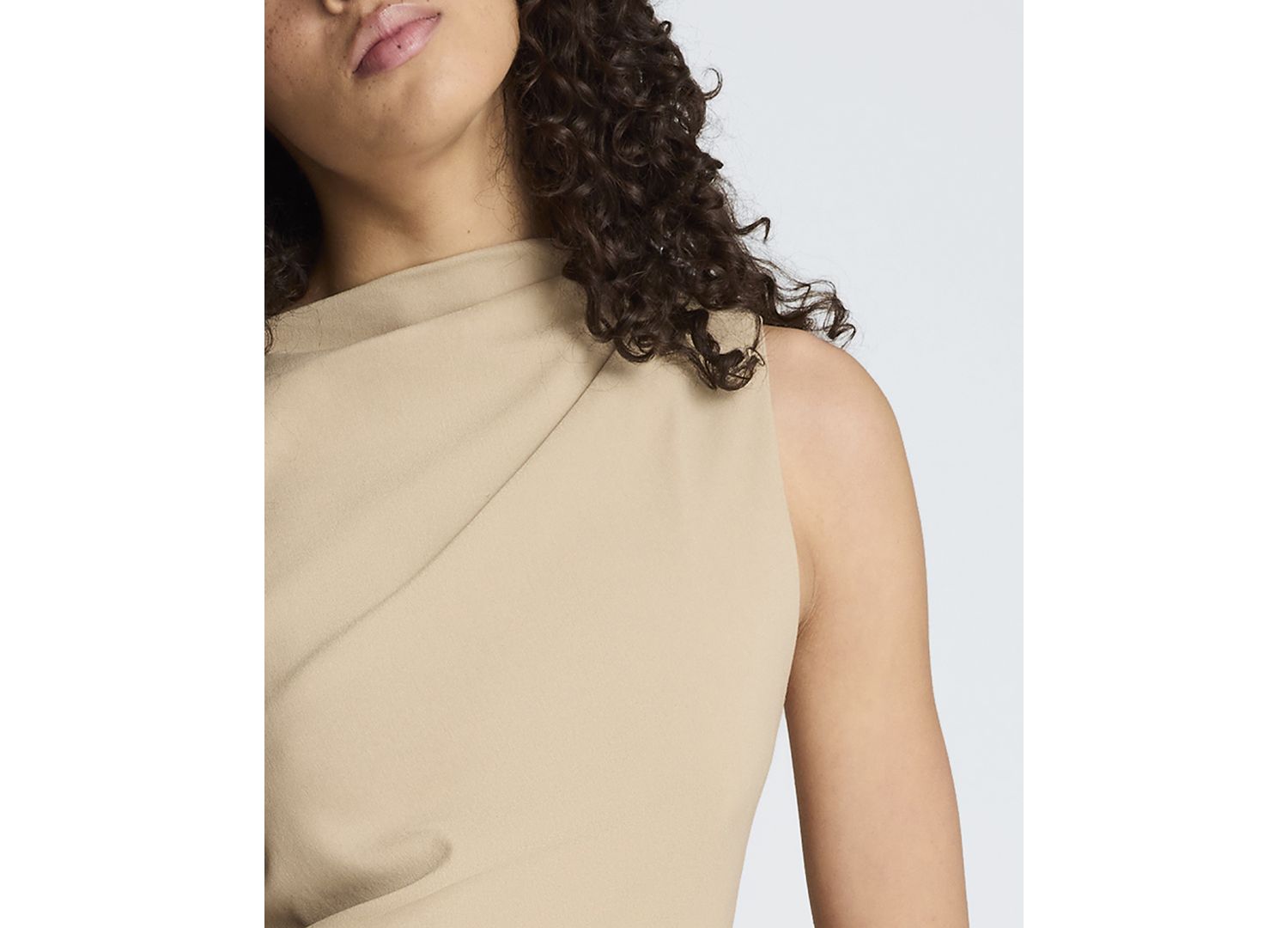 Women's Mock Neck Cascade Detail Mini Dress