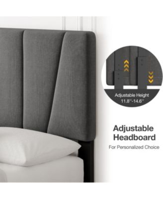 Queen Bed Frame 4 Drawers Linen Upholstered Headboard Footboard Wooden Slats Mattress Support