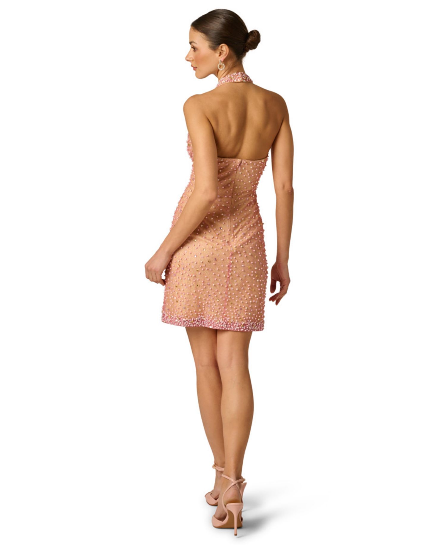 Women's Embellished Halter Neck Swing Dress