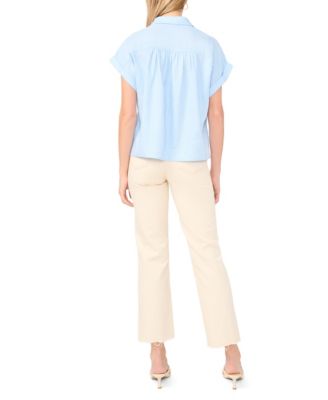 Women's Collared Neck Short-Sleeve Blouse