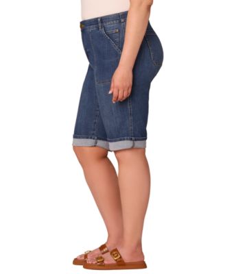Plus Size High-Rise Cuffed Bermuda Shorts