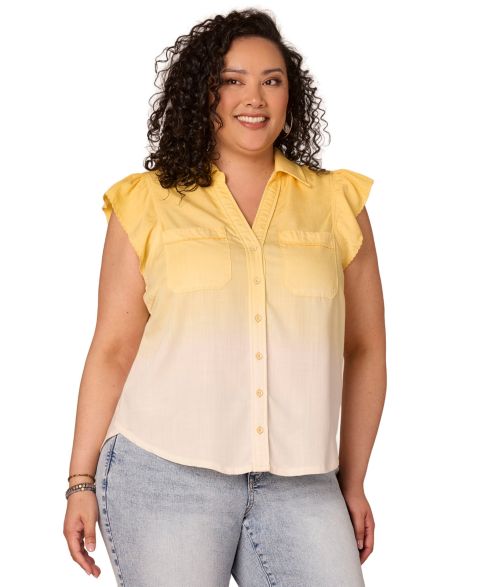 Женская рубашка Democracy Plus Size Collared Neck, цвет: Snap Dragon
