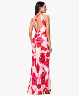 Women's Sleeveless Halter Neck Printed Long Dress