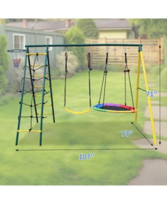 Boys 2-Seat Indoor/Outdoor Swing Set with Safety Belt