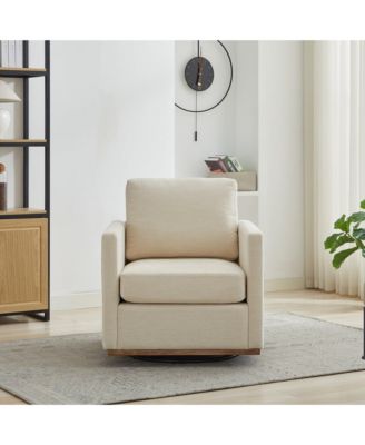 Square Swivel Accent Chair, Chenille Upholstered Leisure Chair, 360° Rotation Comfy Armchair
