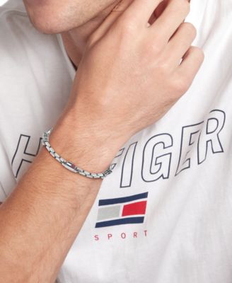 Men's 3D Flag Metal Silver Tone Stainless Steel Bracelet