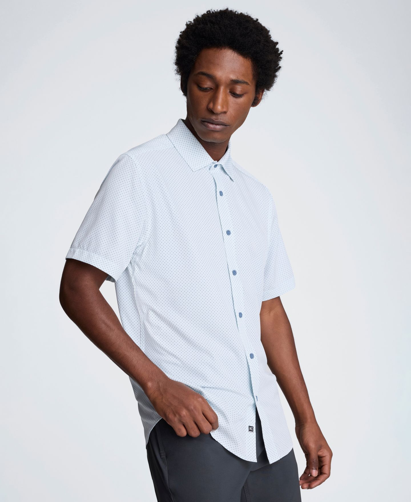 Мужская рубашка Kenneth Cole Slim Fit Short-Sleeve, цвет: Синий — фото 3