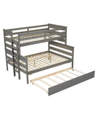 Wood Twin over Full Bunk Bed with Twin Size Trundle