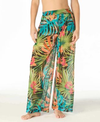 Women's High-Waist Wide-Leg Mesh Cover-Up Pants