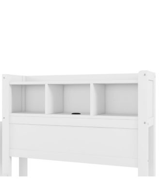 Twin Size Wood Bed with Storage Headboard and Drawers